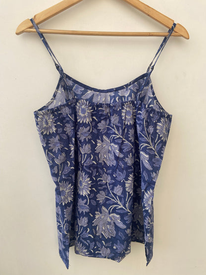 Royal burberry hand block printed slip top shorts set