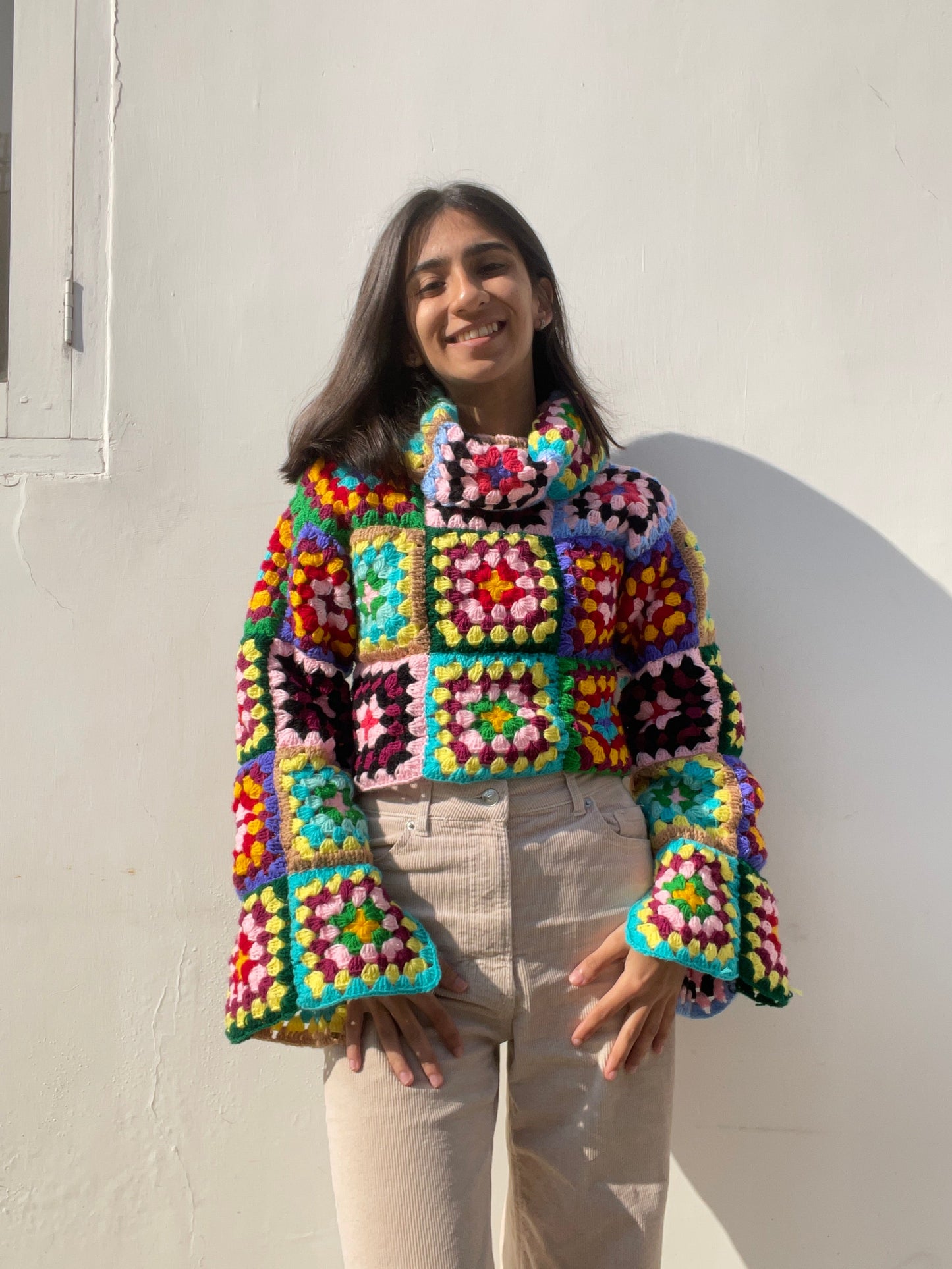 Granny Square Cowl Neck Pull Over