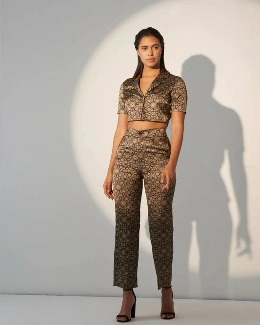 Unstoppable - Printed Short Blazer With Straight Pants (Set)