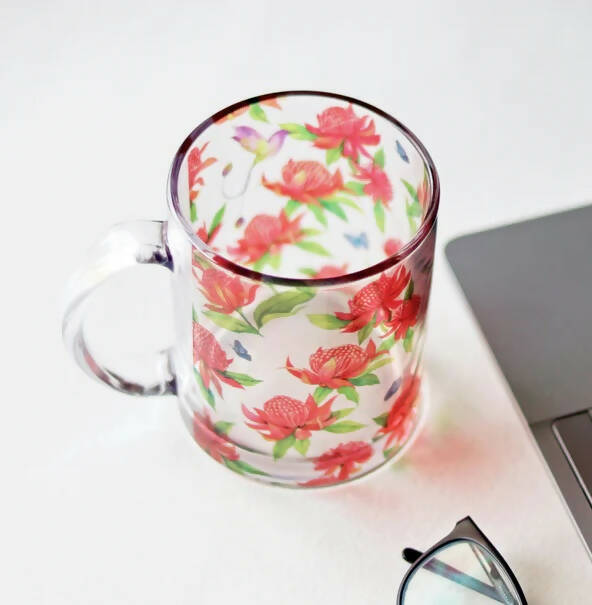 Waratah Clear Glass Mug