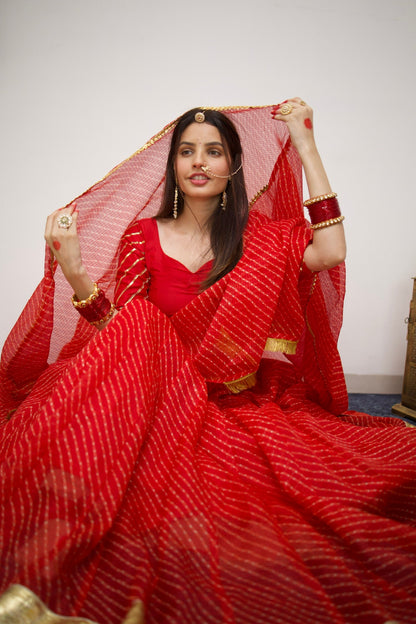 Mothda Red Lehenga