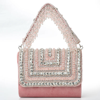 Pink Stone Flap Bag: Elegant Radiance