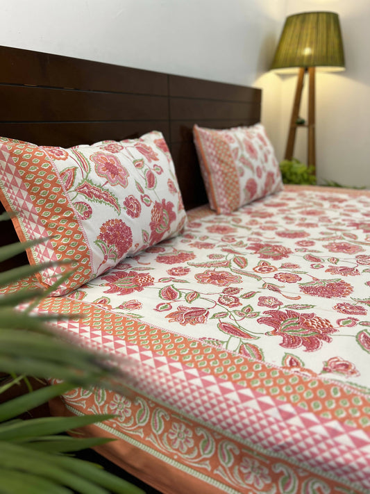 King Size | 90*108 Inches | Pink Floral