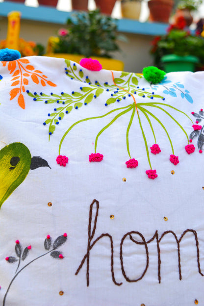 Hand Painted Garden Cushion Cover