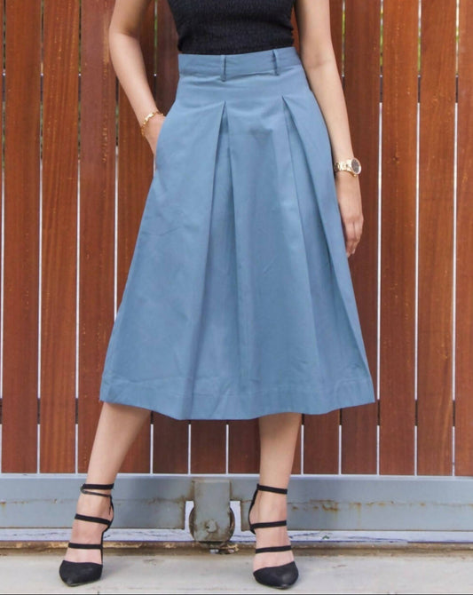 Diana Blue Box Pleat Skirt