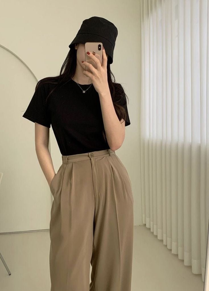 Summer Korean Female Classic High Elastic Waist Harem Pants Female Fashion  Slim Solid Color And Trousers,Black,L: Buy Online at Best Price in UAE -  Amazon.ae