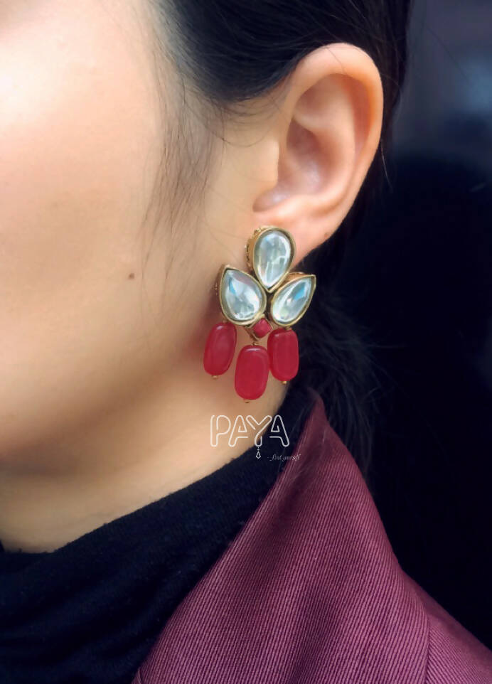 Stone and Kundan Dangler Earrings