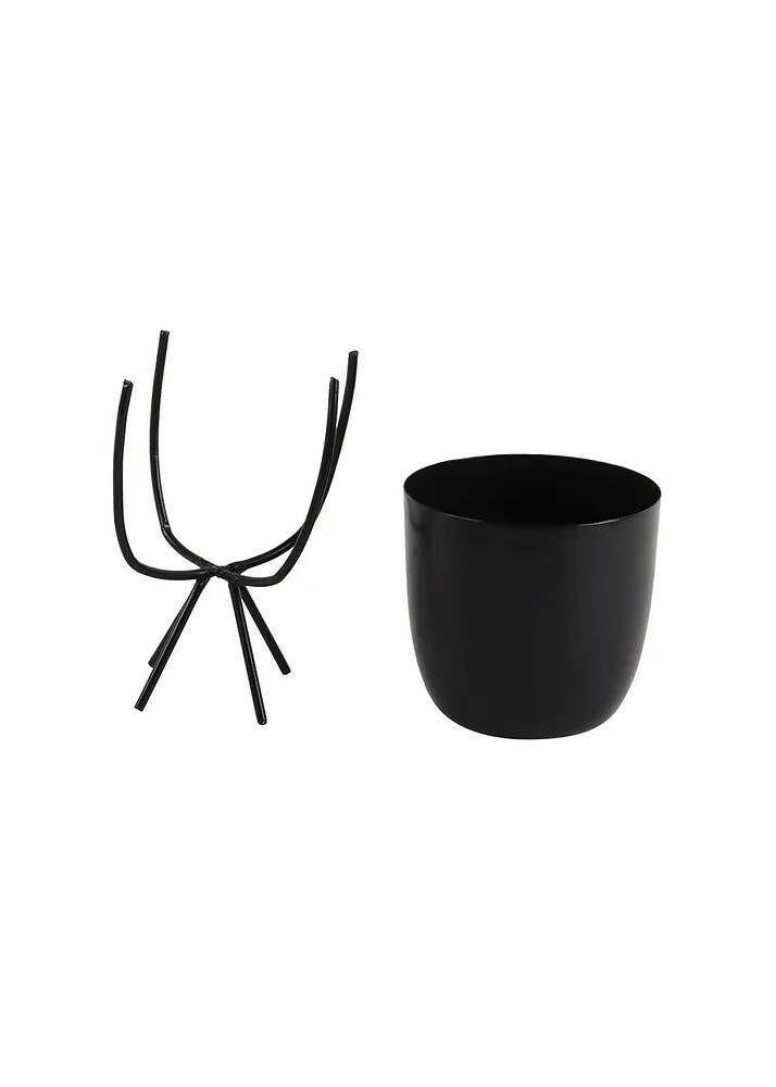 Black Table Top Planter with Stand - Set of 2