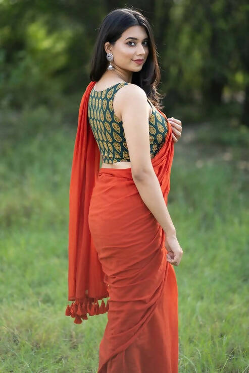 Neon Lights Spicy Orange Saree