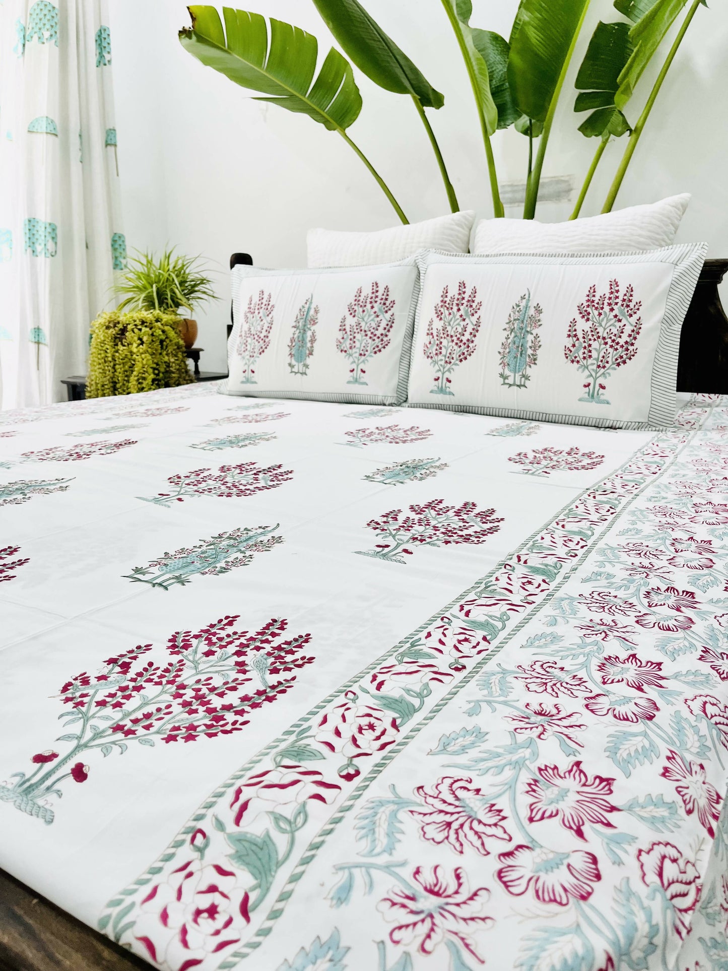 Panchi Block Printed Cotton Bedsheet