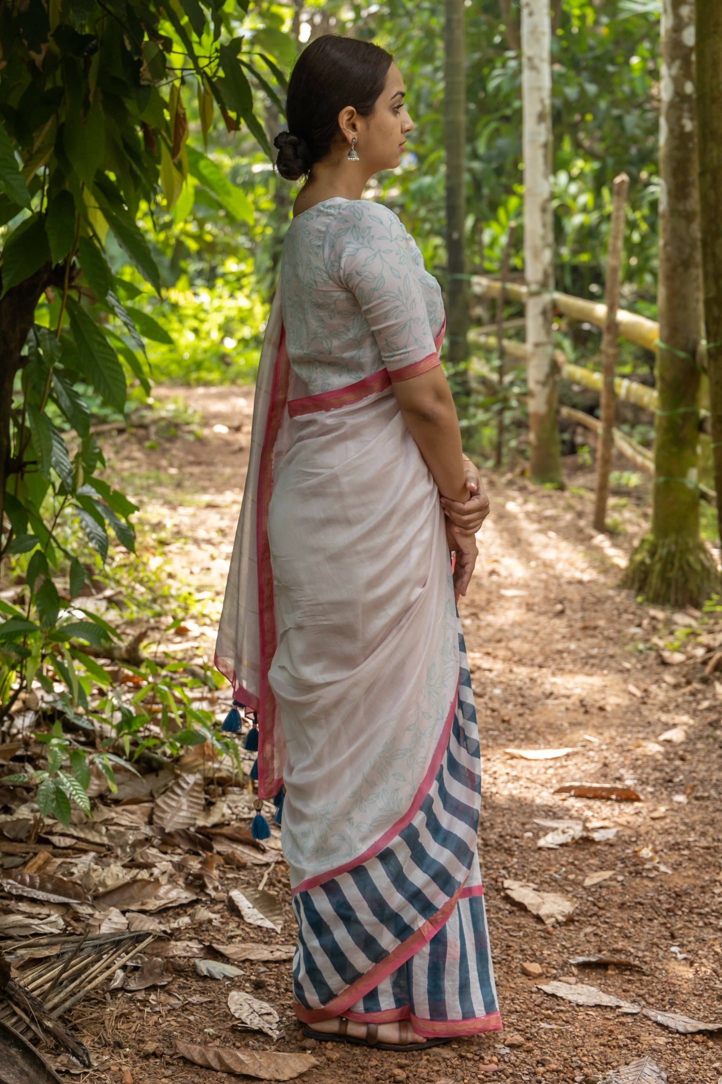 Paana Pink Hand Printed Saree