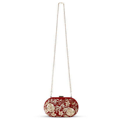 Mehroon Zardosi Clutch: Regal Elegance