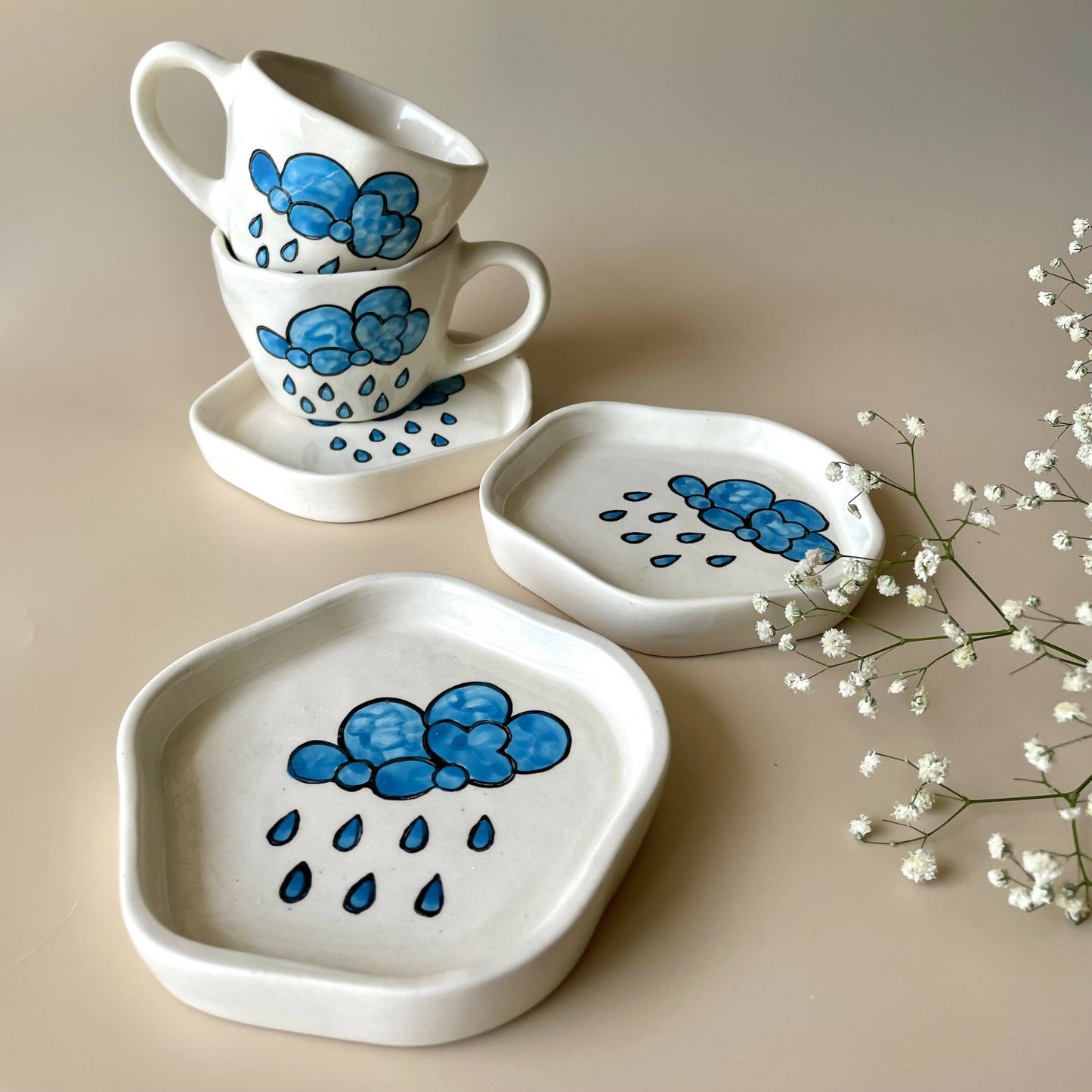 Rainy Cloud Cup Saucer Set