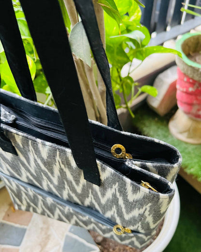 Ikat Grey & Black Tote Bag