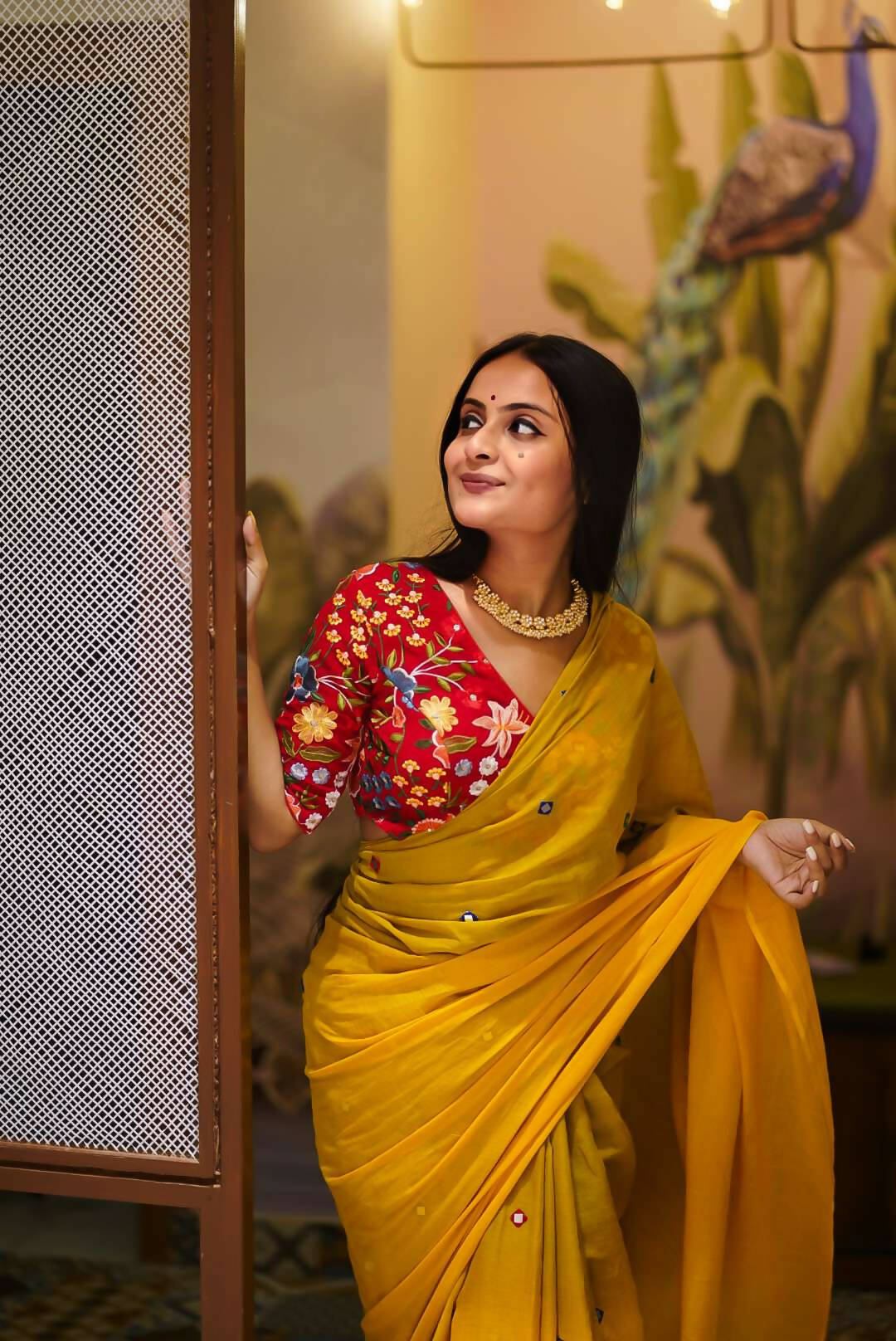 Yellow Chiffon Saree With Red Blouse | Best Traditional & Ethnic Wear at-  sagarsaree.com