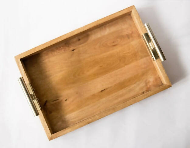 Wooden Rectangle Tray With T- Handle -  Medium Size