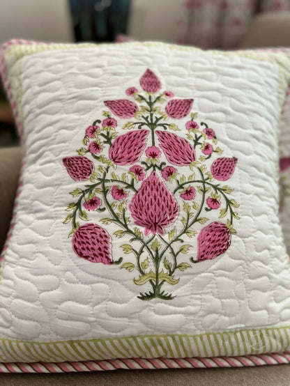 Quilted Cushion Cover| Jaipur Block (Set of 2)