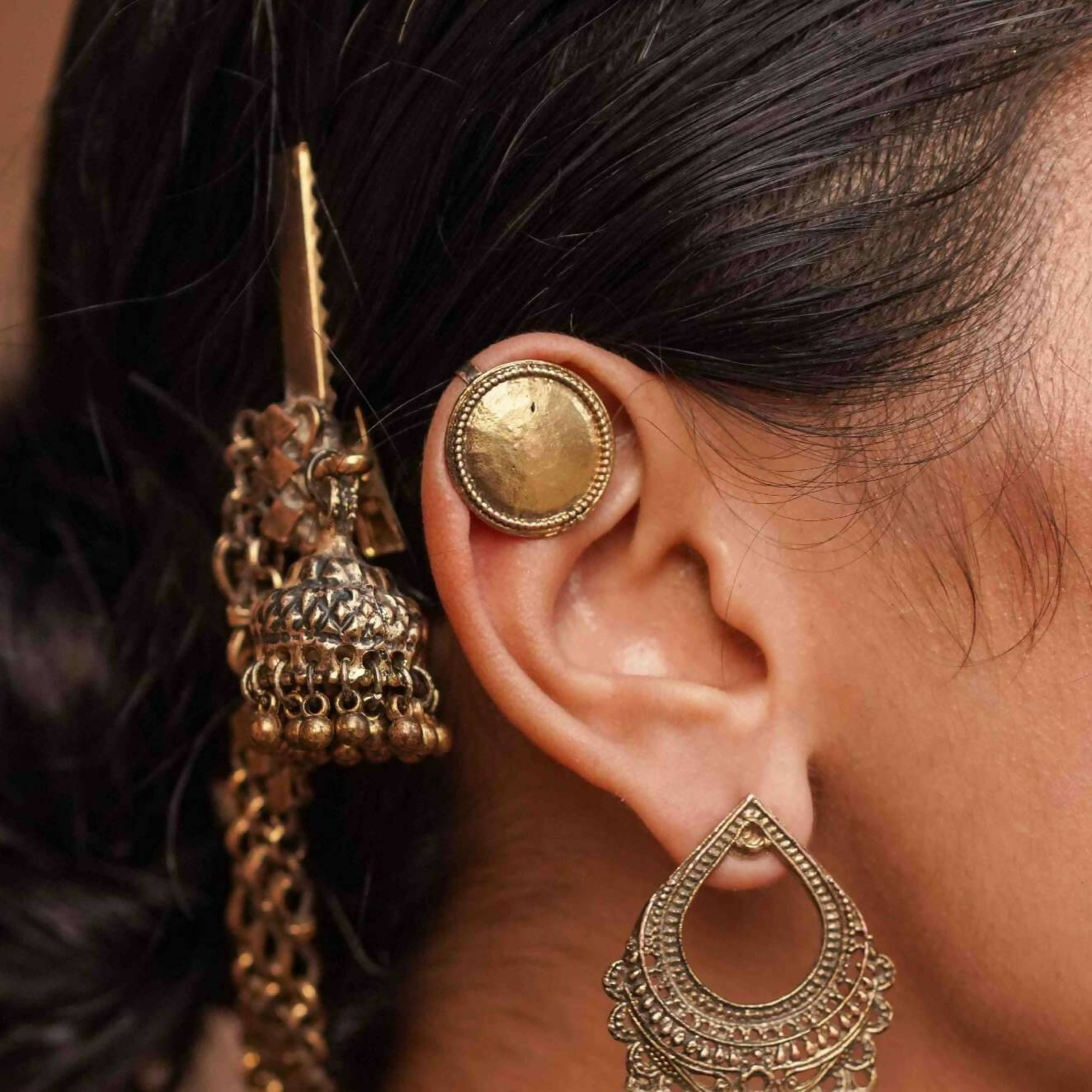 Buy Yellow Chimes Gold-Toned Leaf Design Ear Cuff Earrings Online