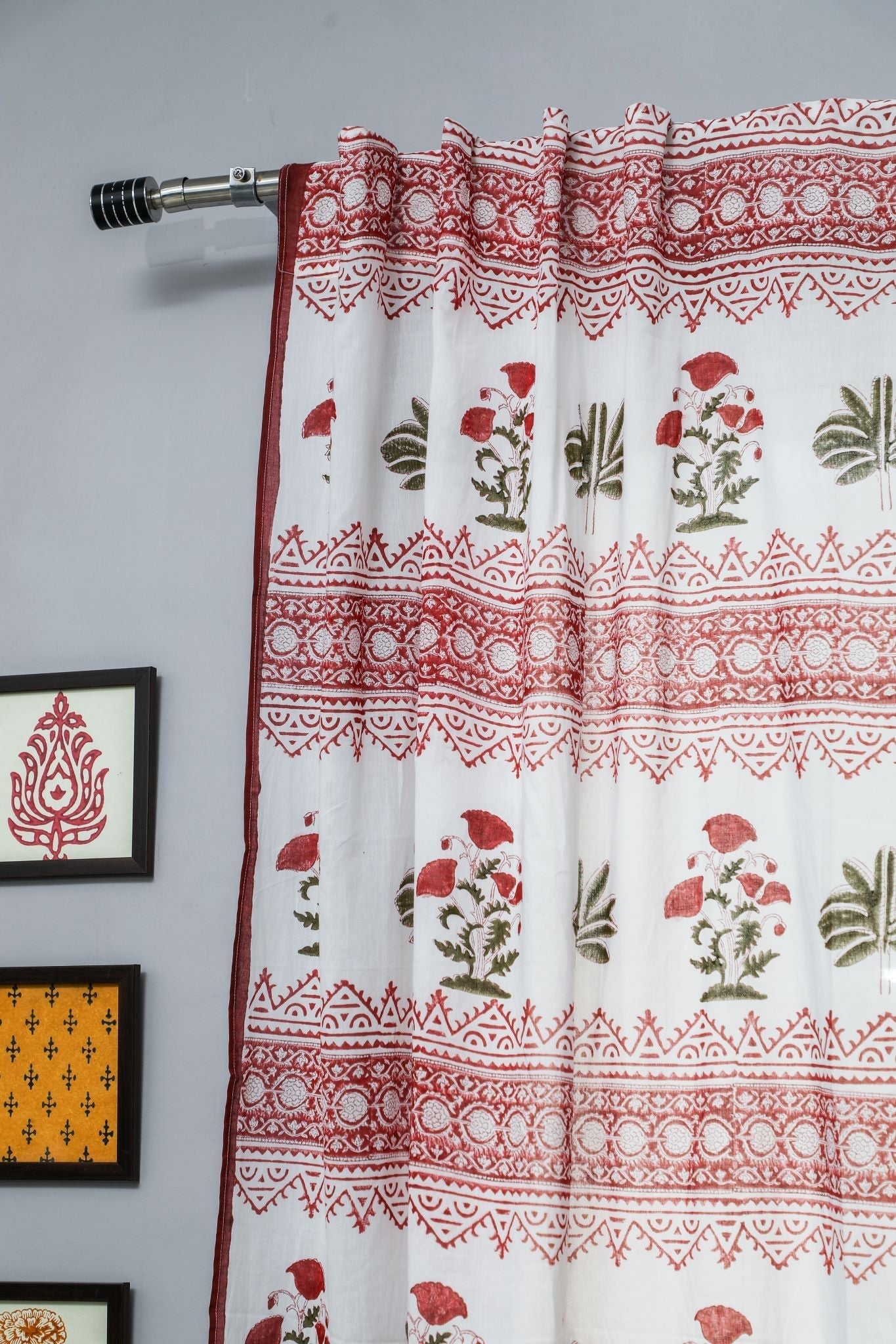 Made on Earth Handblock Printed Cotton Window Curtain