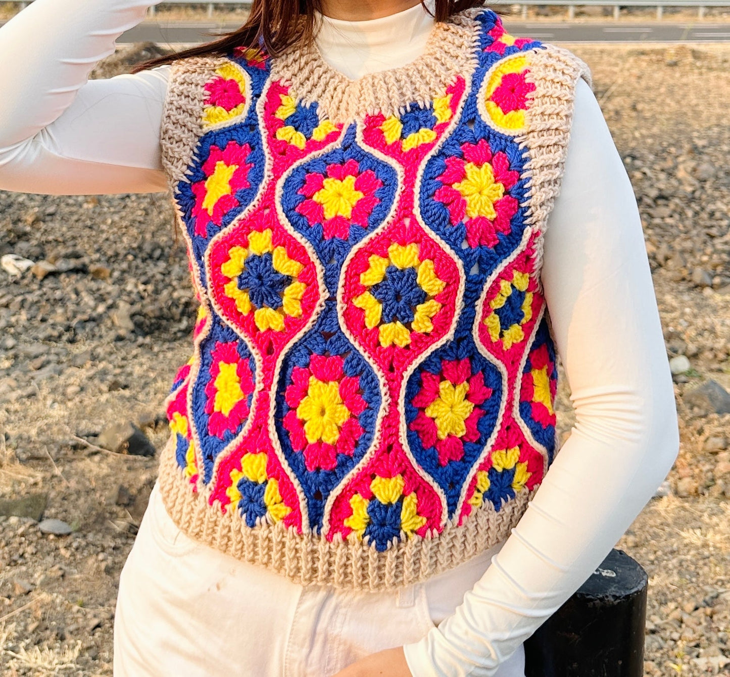 Multicoloured Crochet Vest