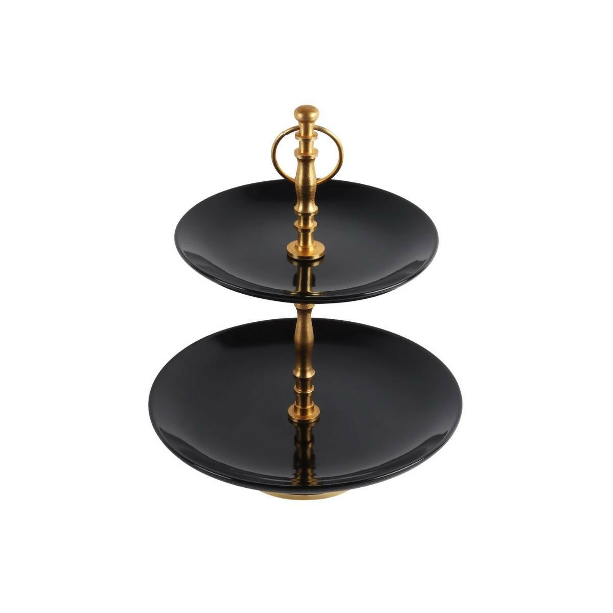 Black Ceramic Double Layer Cake Stand