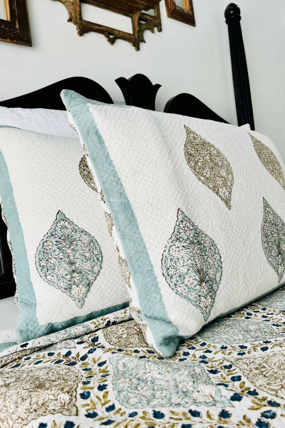 Gulnar Handblock Printed Jacquard Bedcover - Queen Size