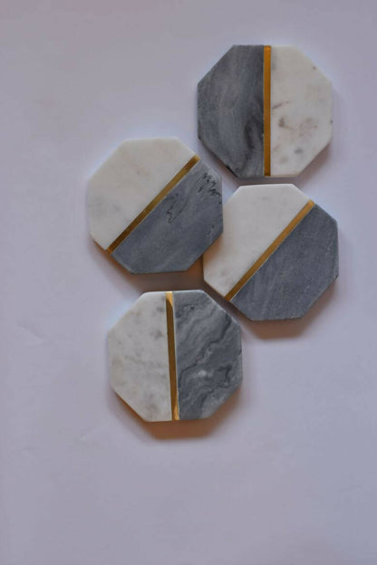 Coasters Marble Square Grey/White