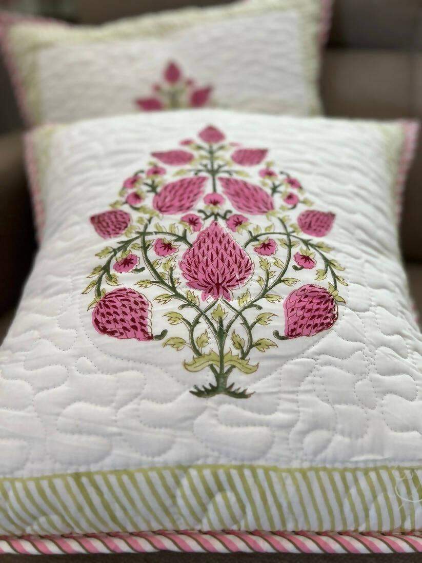 Quilted Cushion Cover| Jaipur Block (Set of 2)