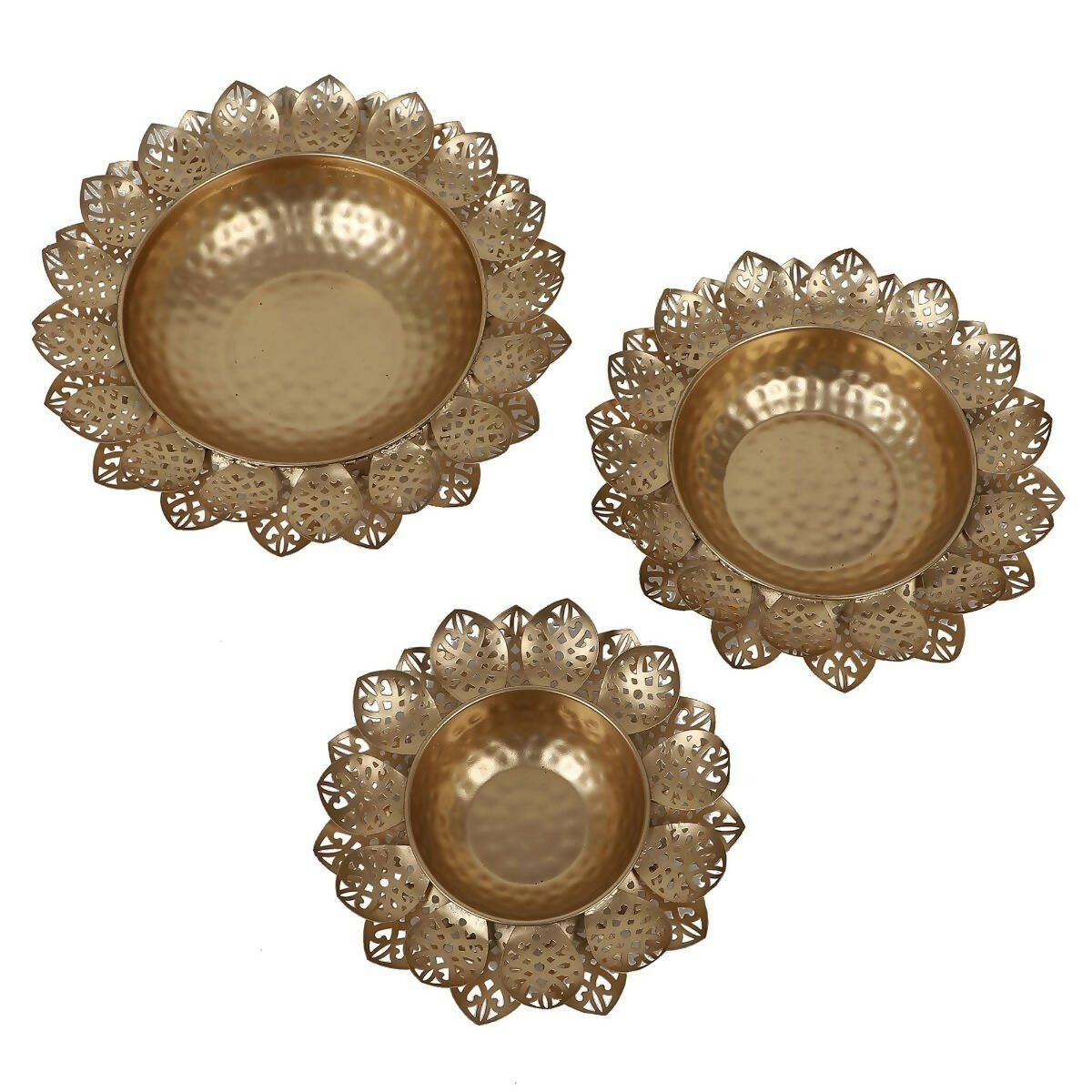 Flower Cut Urli Set of 3