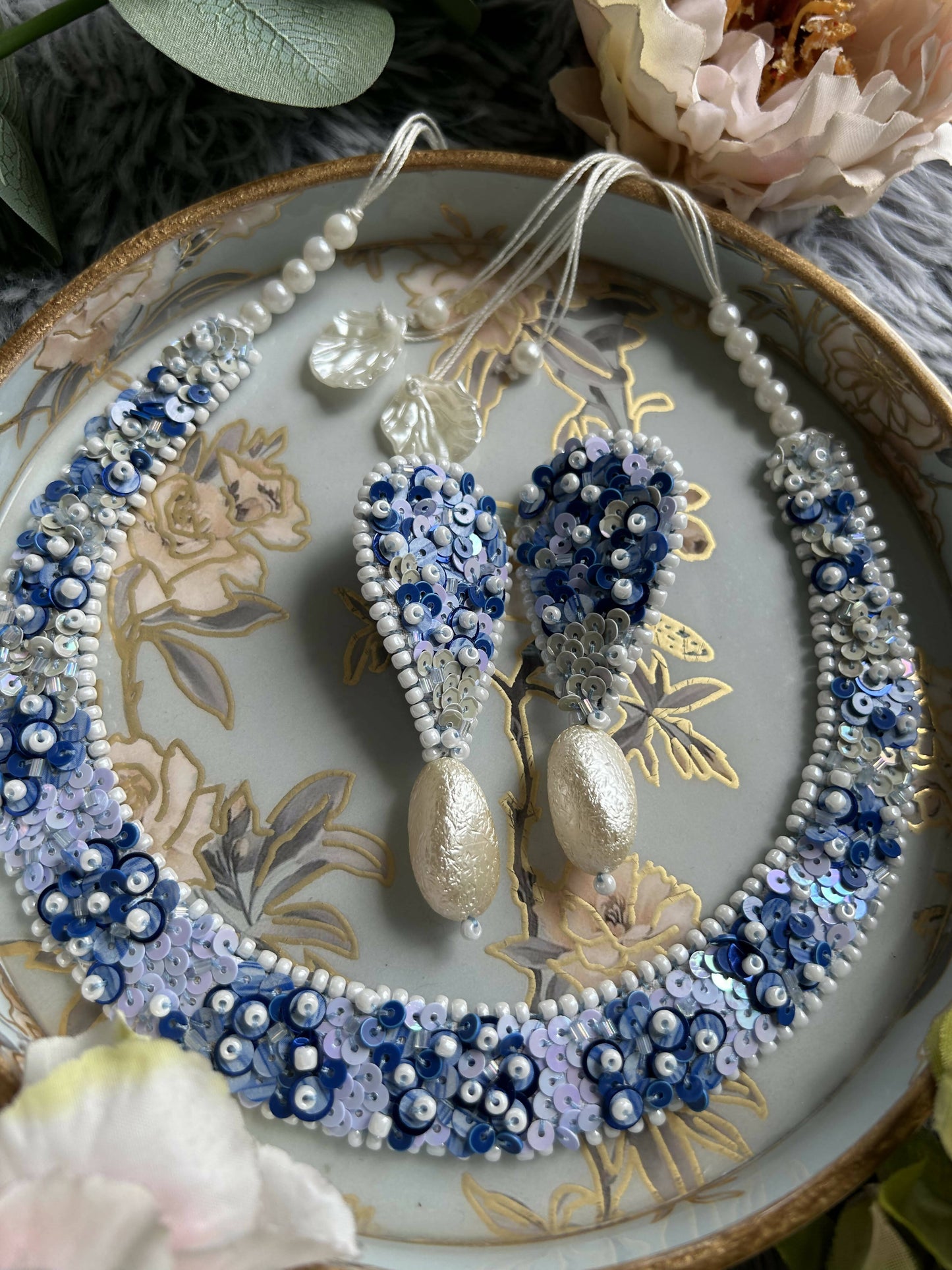 Blue Lagoon Bridal Necklace With Earrings