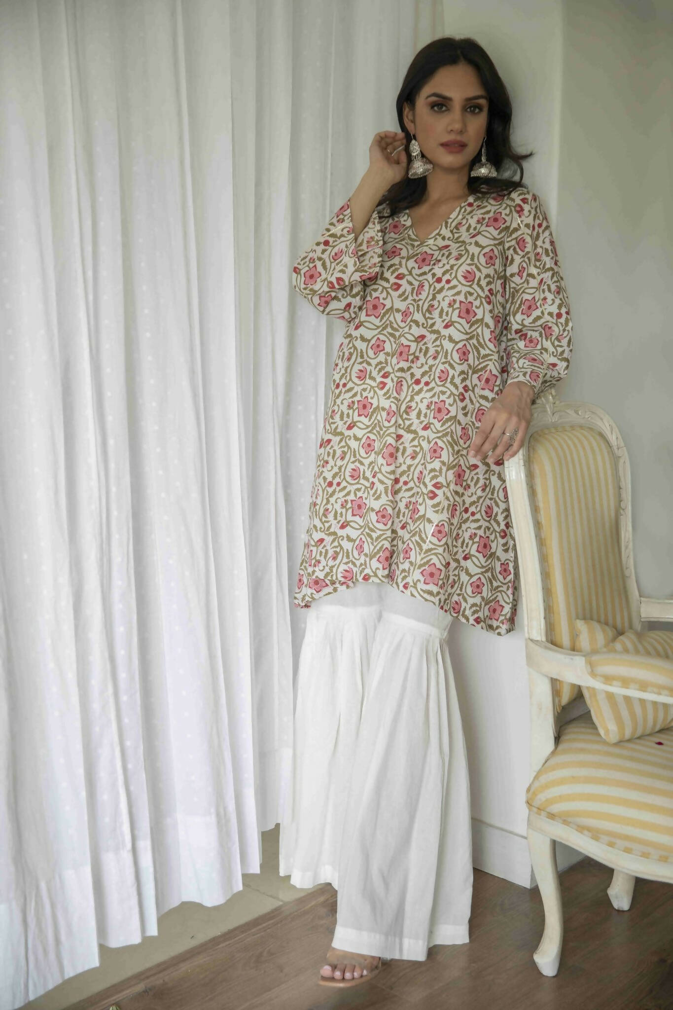 Floral Printed Kurta Sharara Set