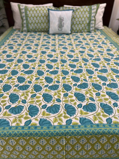 King Size | 90*108 Inches | Green Floral