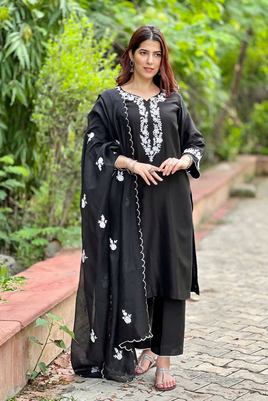 Midnight Black Embroidered Set