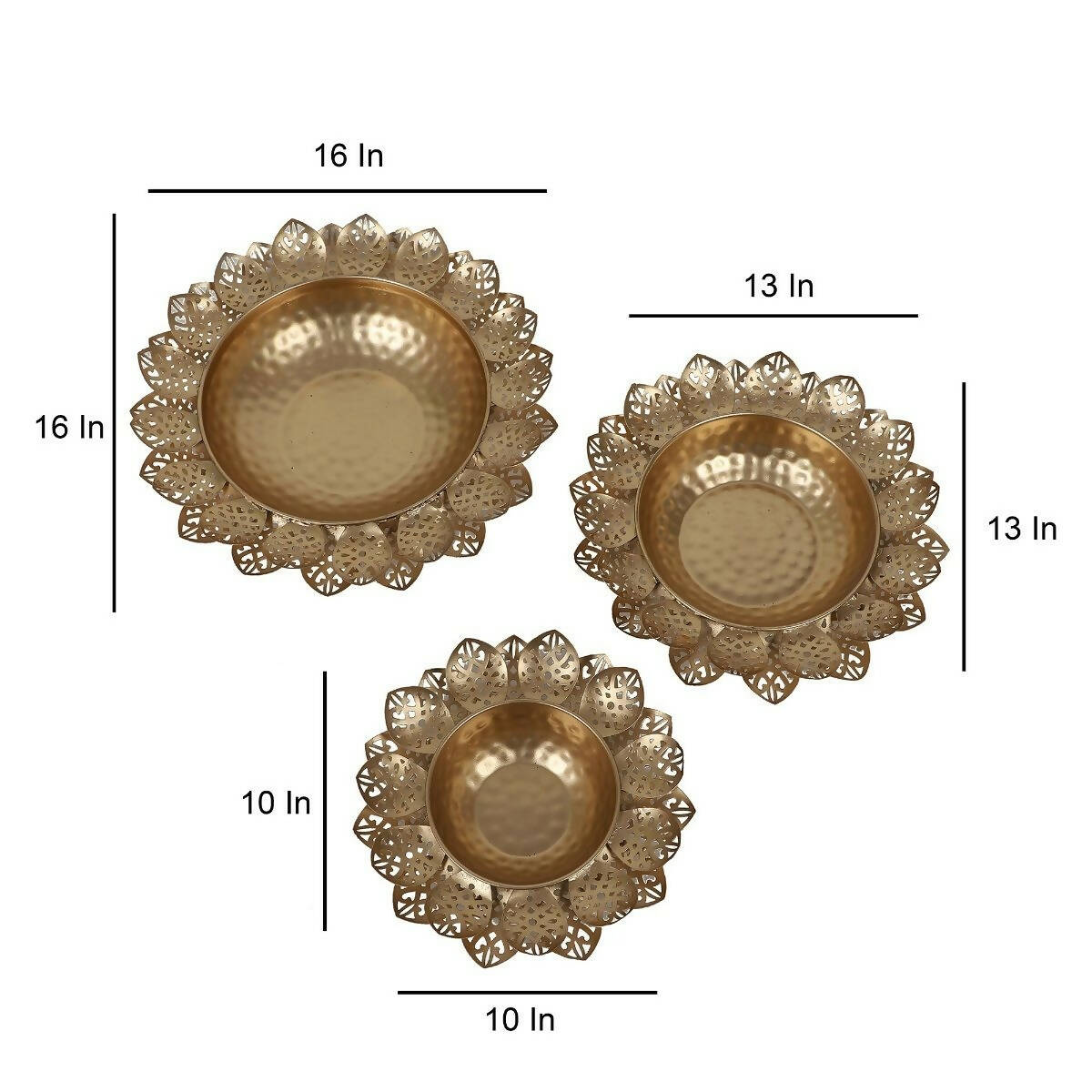 Flower Cut Urli Set of 3