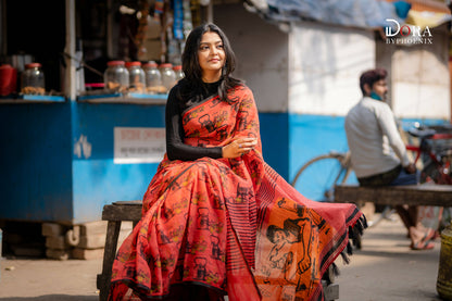 Garam Chai Cotton Printed Saree