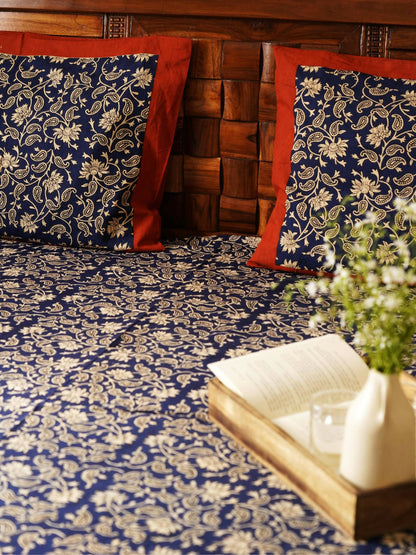 Blue Kalamkari Bedsheet