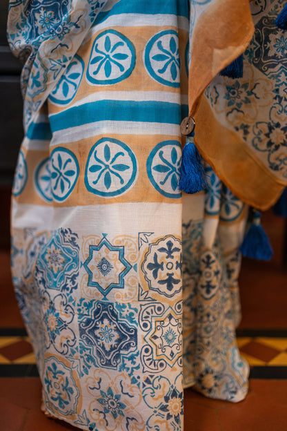 Azulejo Mul Cotton Saree