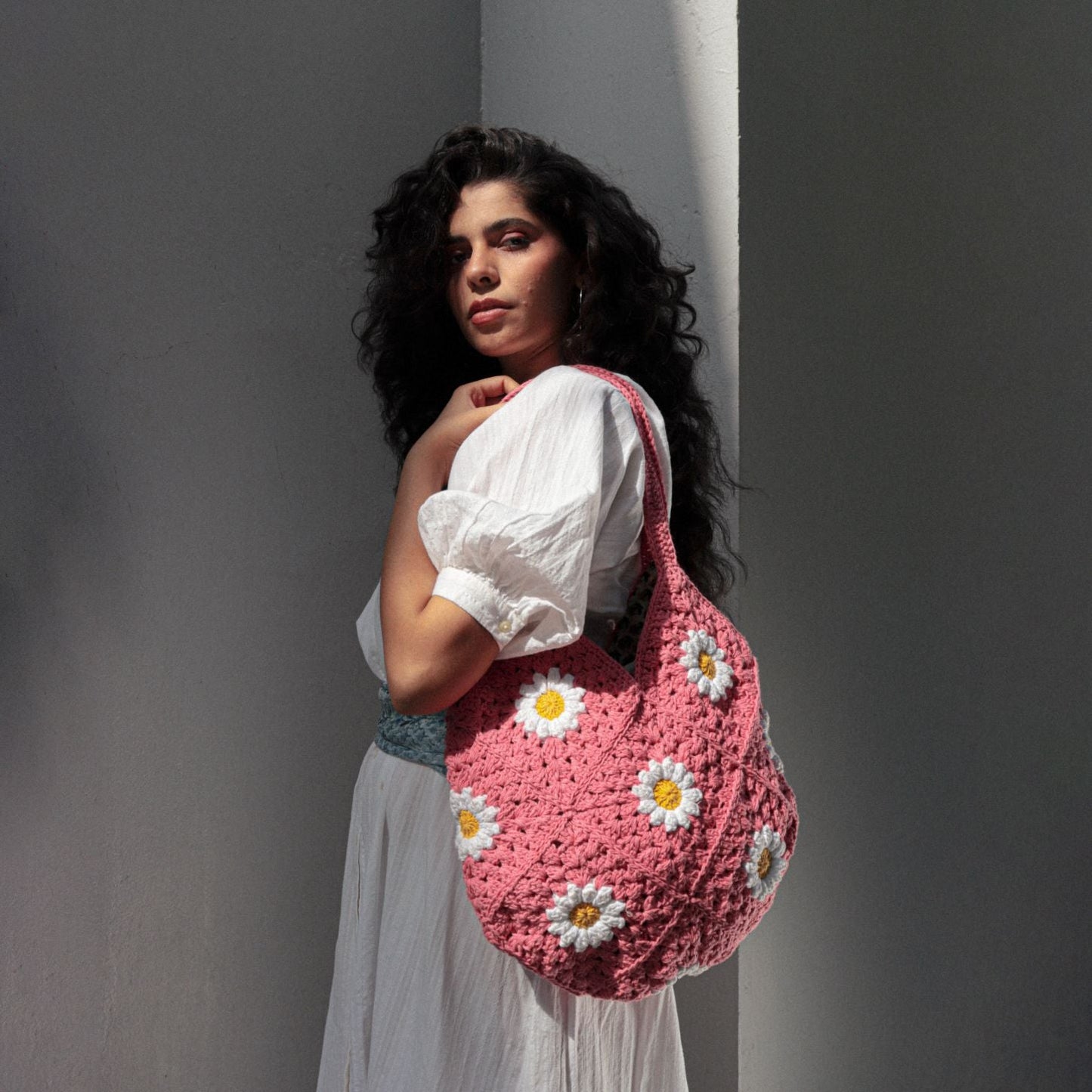 Pink Daisy Hobo Bag