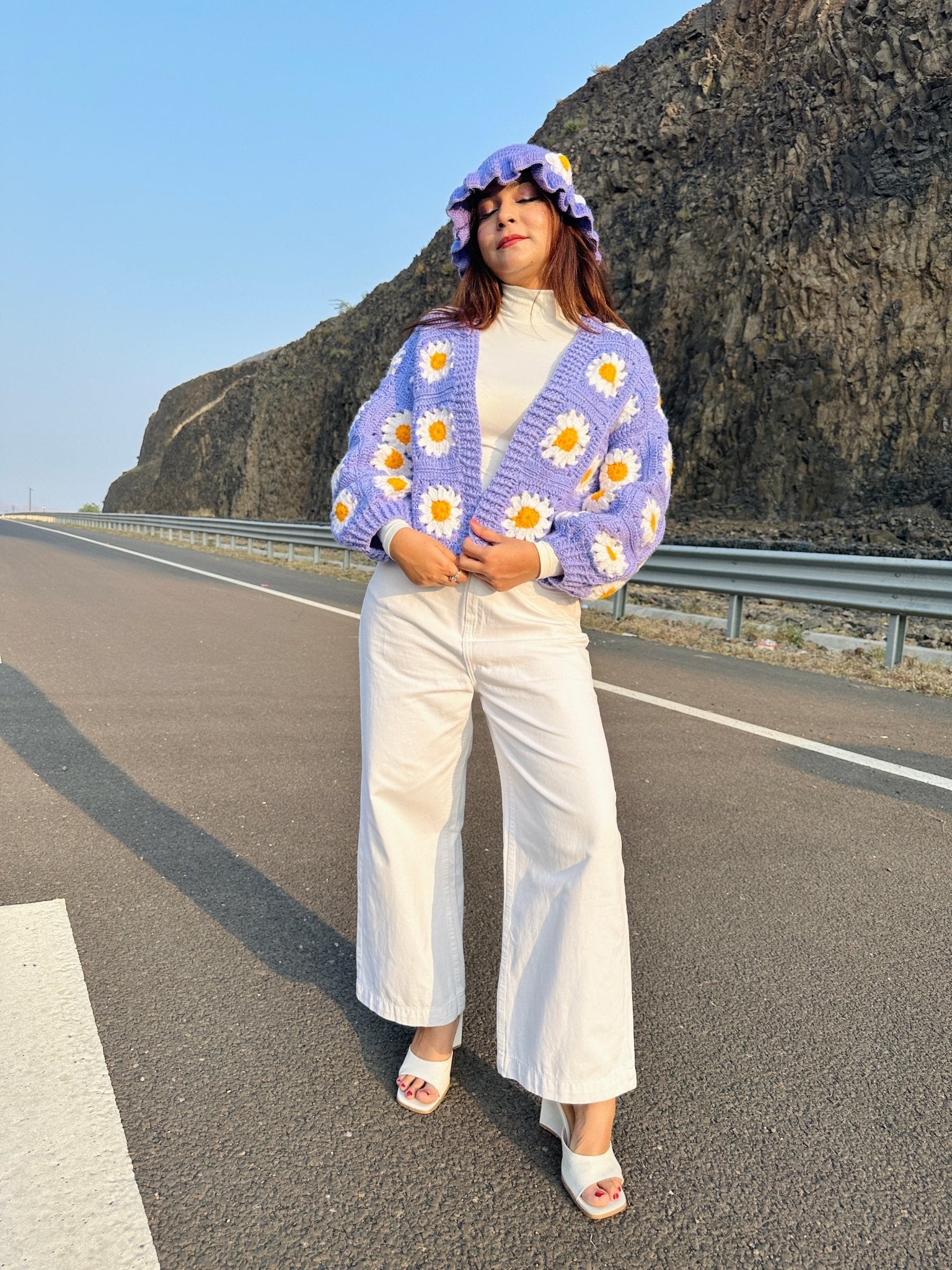 Picnic Crochet Cardigan S Acrylic Purple