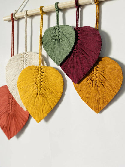 Autumn 6 Feathers Macrame Wall Hanging