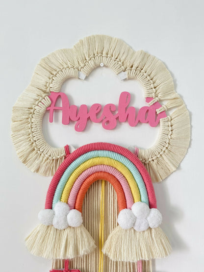 Cloud Rainbow Single Name Macrame Dreamcatcher