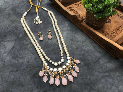 Amethyst and Kundan Long Layered Necklace