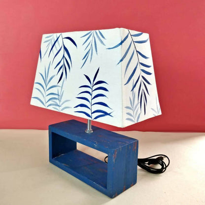 Rectangle Table Lamp - Blue Fern Lamp Shade