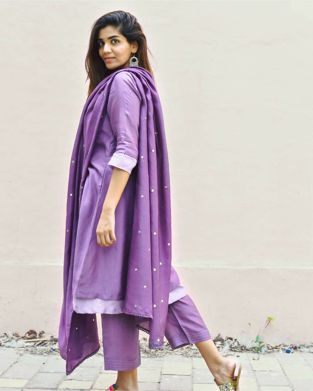 Periwinkle & Radiant Orchid Double Layered Muslin Set