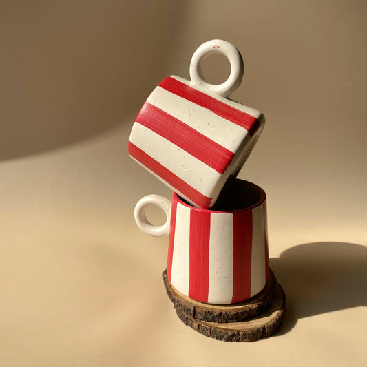 Candy Cane Mugs - Set of 2