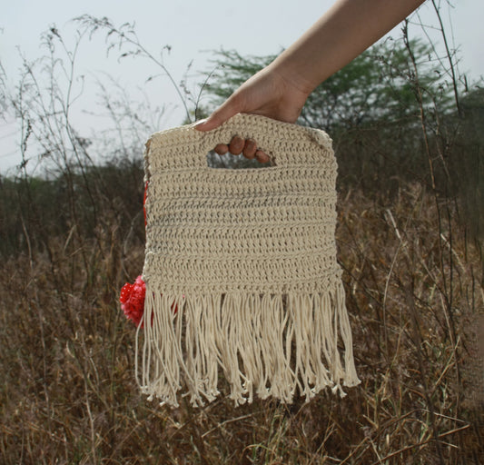 Miniature crochet Handbag with Tassels
