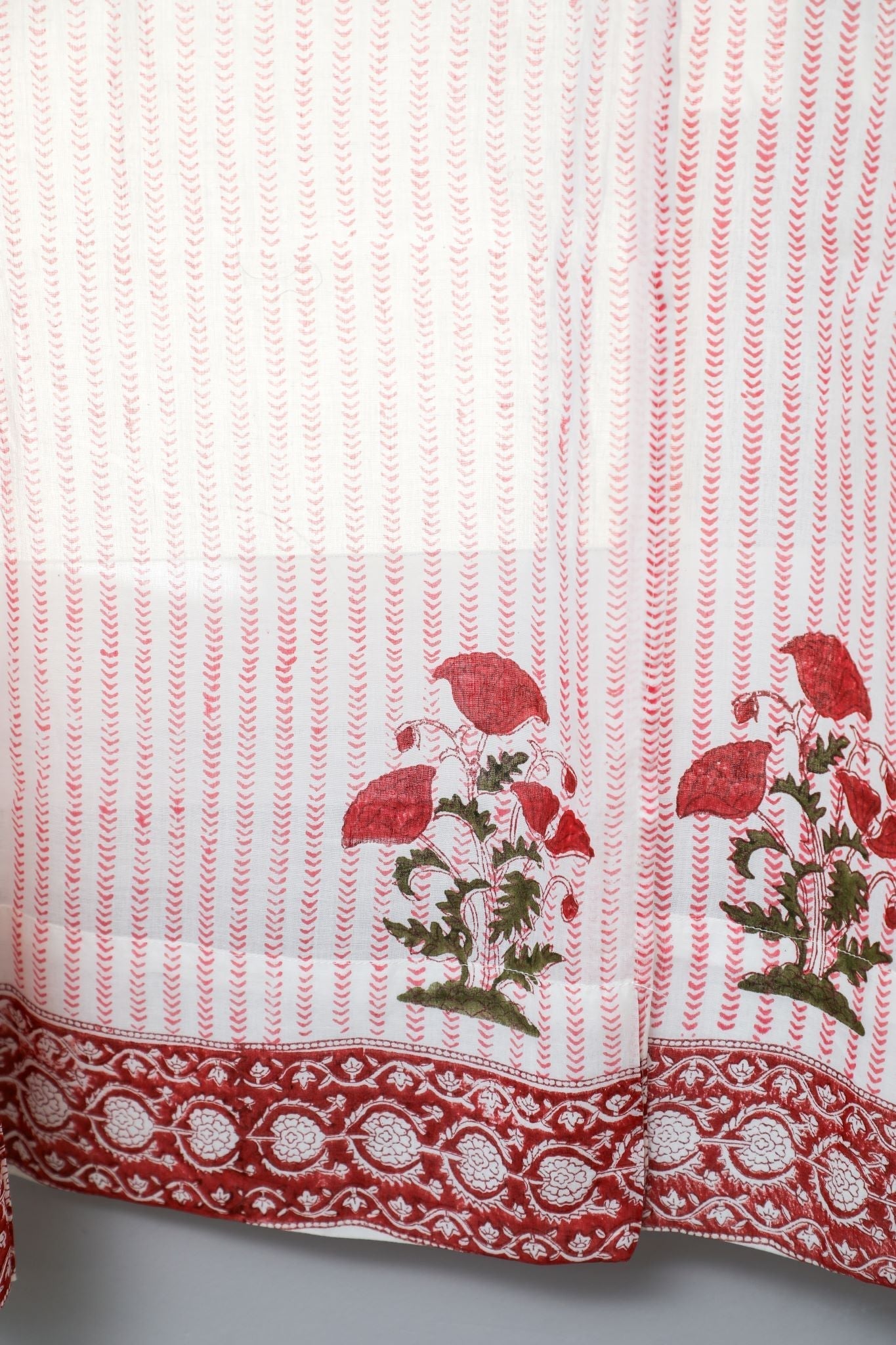 Red Retreat Handblock Printed Cotton Window Curtain