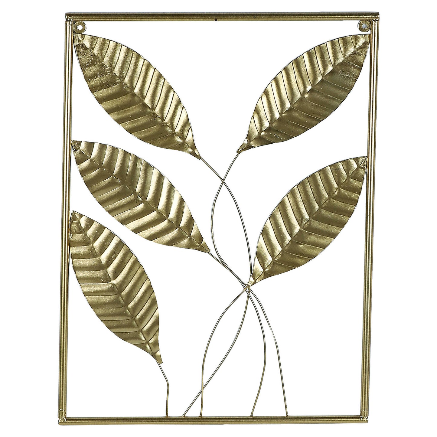 Gold Rectangular Leaves Wall Decor Set of 3