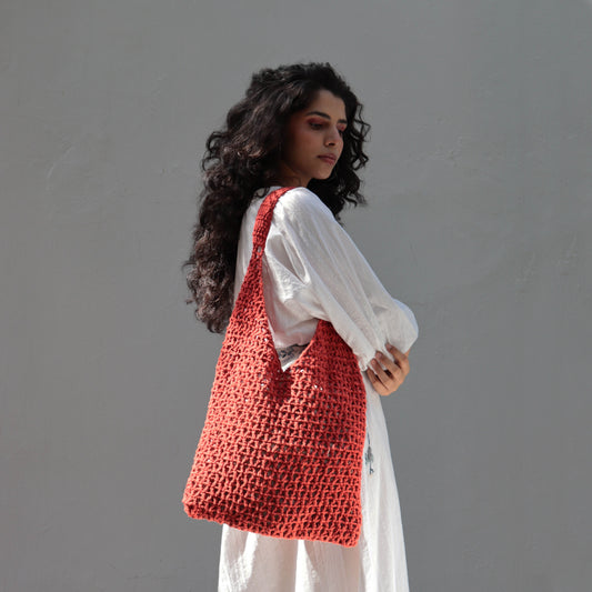 Rust Hobo crochet shoulder Bag