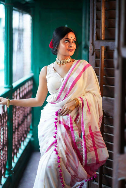 White Cocktail Saree